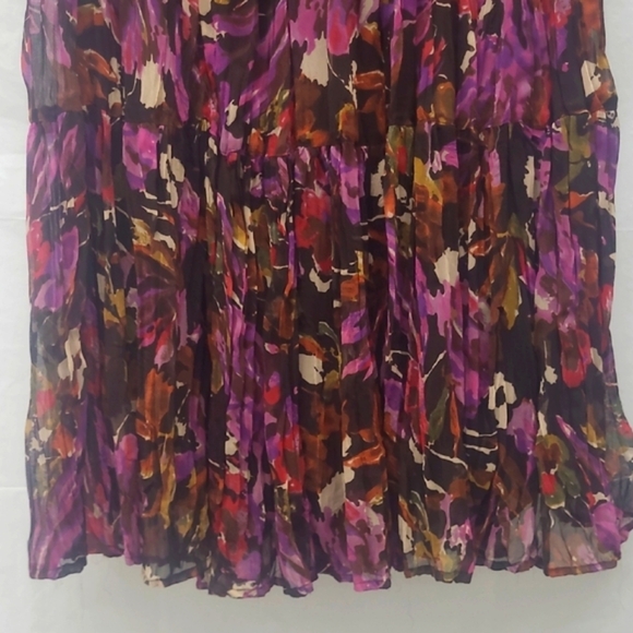 Purple Tiered Maxi Skirt Moody Floral Print Lined Whimsigoth Forest Fairy - Picture 8 of 10